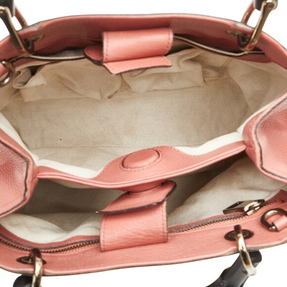 GUCCI Pink Leather Bamboo Shoulder Bag - Picture 13 of 16